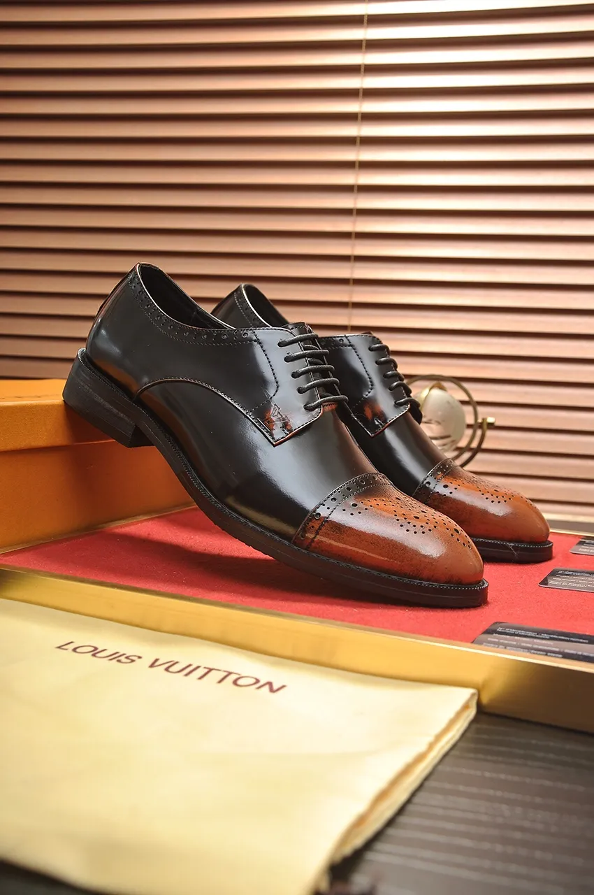 Men's shoes💰460💶【LOUIS VUITTON】(sheepskin lining) new cowhide LV formal shoes🎩🎩❗️🆘made one to one at the counter🎩original quality, imported cowhide upper➕full sheepskin lining➕original rubber outsole, {high quality visible}👣Size: 38-45 (45 custom-made)